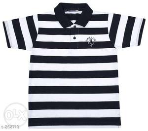 White And Black Striped Polo Shirt