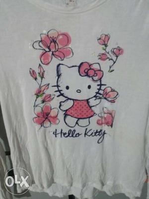 White And Pink Hello Kitty Printed Shirt