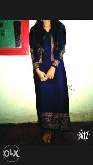 Women's Blue And Black long kurti