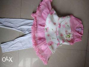 Baby's Pink And White Floral Dress