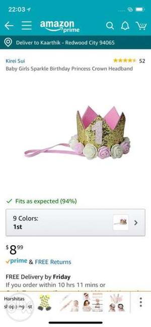 Birthday princess crown headband