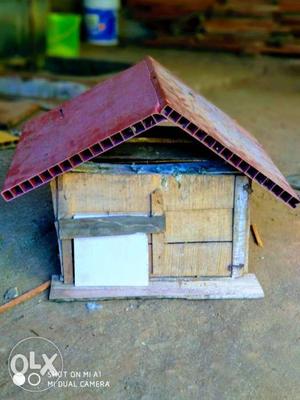 Brown And White Wooden Pet House