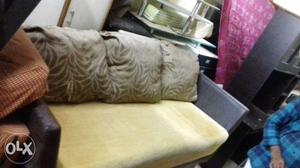 Brown Fabric Sofa with 3 cousion