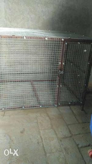 Brown Metal Framed Wire Pet Crate