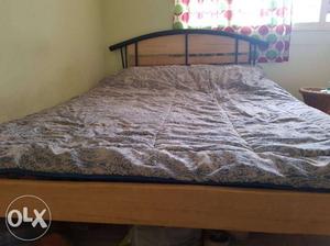 Brown Wooden Bed Frame With mattress