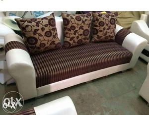 Colourful fabric sofa 3 seater.