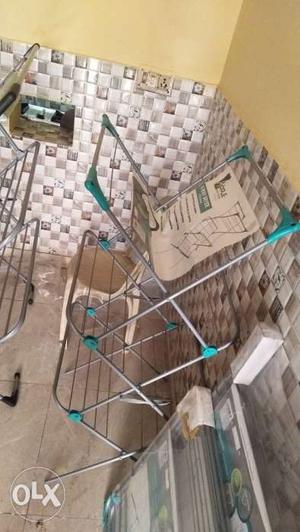 Gray And Blue Stainless Steel Drying Rack