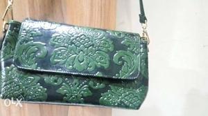 Green Floral Leather Wristlet brand new