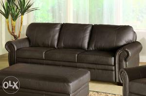 New Black Leather Cushion Couch