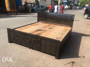 New Brown Wooden Bed Double with box