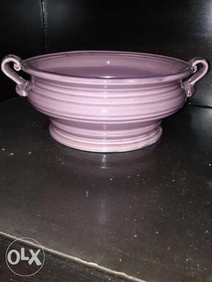 Pink And White Ceramic Bowl