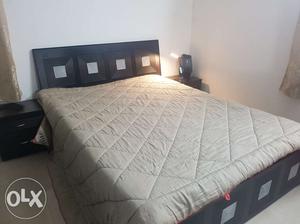 Queen Bed with Storage + side table+ Mattress