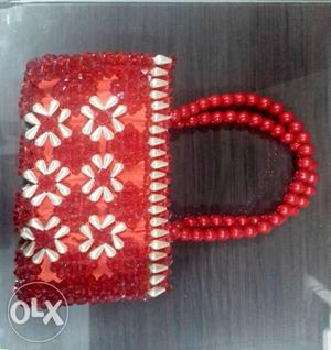 Red And White cristal bag