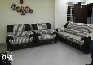Two Gray-and-black Sofa Chairs