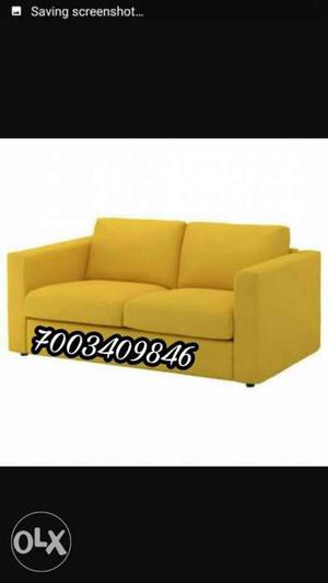 Yellow Fabric 2-seat Sofa