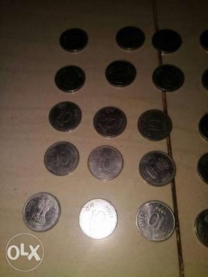 20 coins 10paise old silver coin