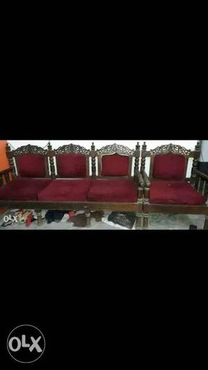 5 seater Antique Red And Brown Fabric Sofa