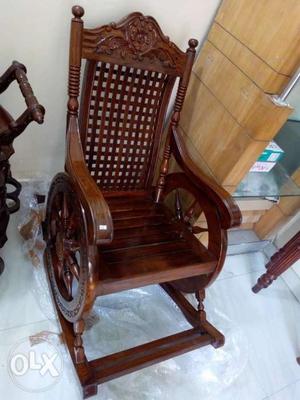 Brown Wooden Windsor Rocking Chair