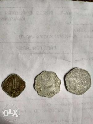 Coins 1,2,3 paise, in the year 