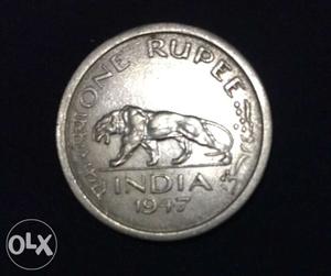 George \/l King Emperor, Silver One Rupee Coin.