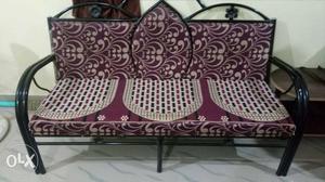 Purple And White Floral Wooden Bench