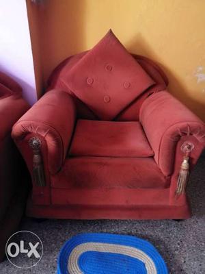 Red Leather Sofa Chair With Ottoman
