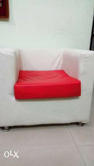 Red & off white couch good condition