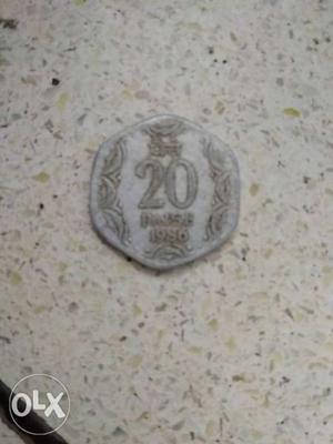 Silver coated 20 paise coin