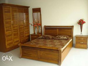 Teakwood finish bedroom set available in