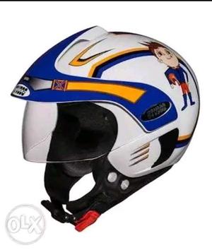 White, Blue, And Black Full Face Helmet