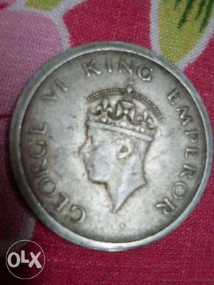  last British Emperor George VI one rupee coin
