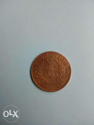 400years ago coin HALF ANNA by East India company
