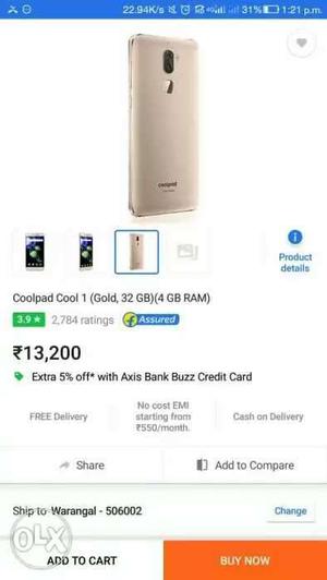 Coolpad cool1 4gb ram 32gb rom mp dual back