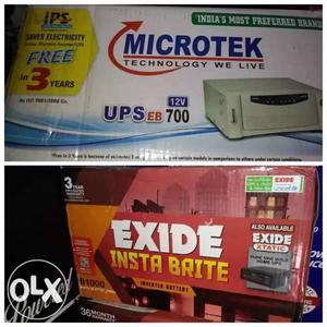 New microtek 700va ups + EXIDE 100ah battery 3 yrs wrd