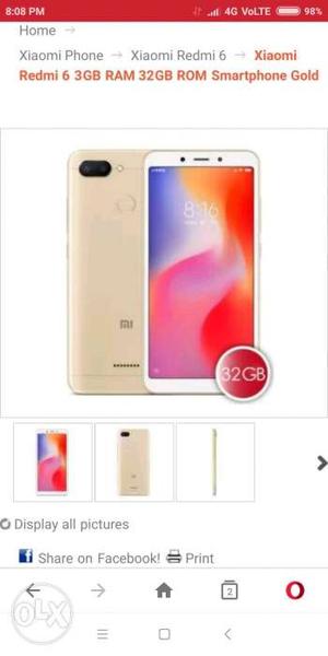 Redmi 6 on sale with bill and accessories. For