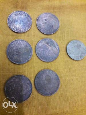Round Silver-colored Coin Collection
