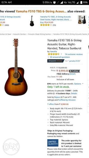 Yamaha F310tbs colour New Unused Guitar
