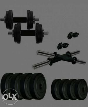 24 kg weight with curl rod and straight rod and dumbells
