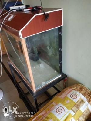 Black And Red Wooden Framed Pet Tank