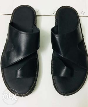 Black Leather Slipper - Size US 44