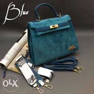 Blue And Black Leather Crossbody Bag