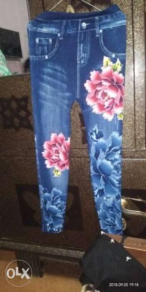 Blue And Pink Floral Pants