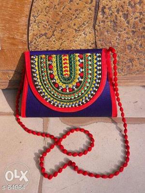 Blue And Red Tribal Crossbody Bag
