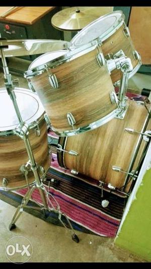 Brown And Gray Krafter Drum Set wooden