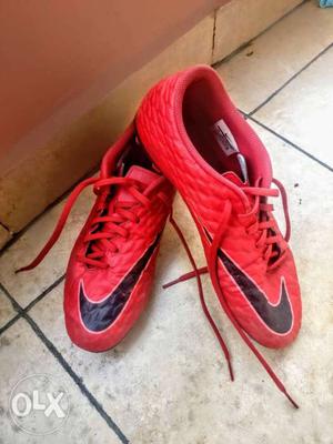 Red Nike Hypervenom Football Cleats