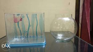 Two fish tanks: 9x9 and fish bowl