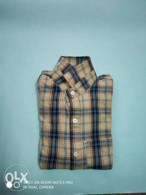 White, Blue, And Red Plaid Sport Shirt
