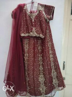 Women's Red And Brown Floral Traditional Dress