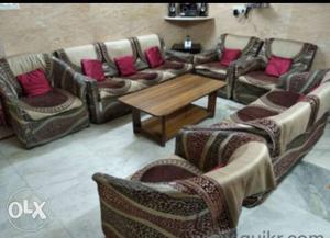 Brown And Red Living Room Set