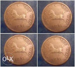 Four one pice coin in good condition.